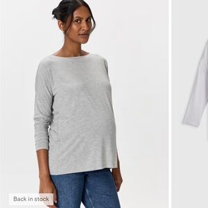 Quince Light Gray Long-Sleeve Maternity Tee
